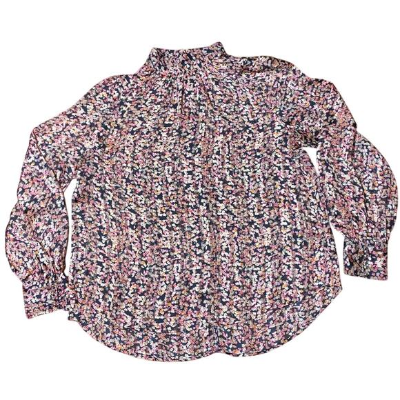 Floral Print Flowy Lightweight H&M Size S Button Neck Bell Sleeves Bohemian - Picture 1 of 9